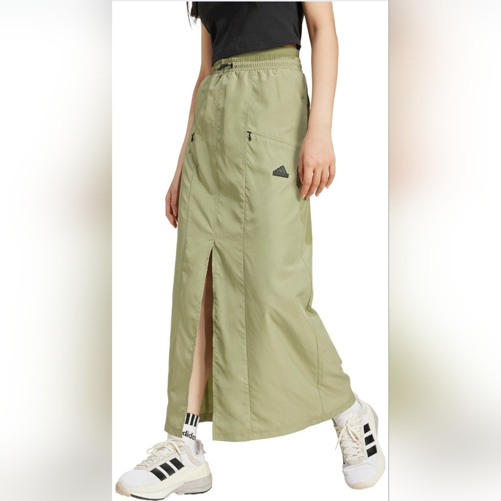 Adidas Green Maxi Skirt with Slit for Resort Wear